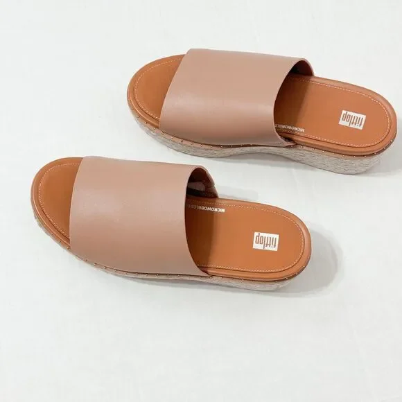 FitFlop NWB Sz 10 Beige  Eloise Espadrille Leather Wedge Slide - Picture 6 of 10